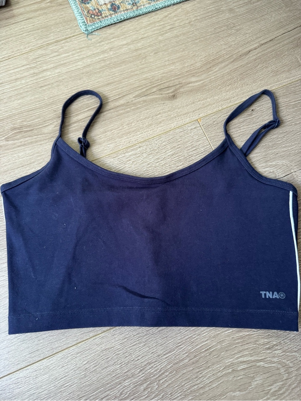 Aritzia TNA cropped navy blue tank top